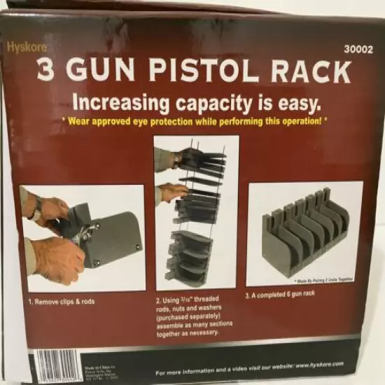  3-Gun Pistol Rack High Density Foam Handgun Hold Secure Storage Stand Easy Grab