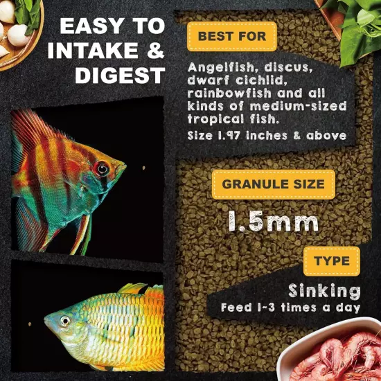 Ultra Fresh Tropical Fish Food, Wild Sword Prawn, Natural Color Enhancement, Slo