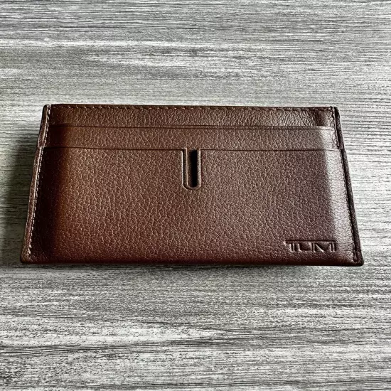 Tumi Money Clip Card Case, Slim Front Pocket Leather Tan NR****