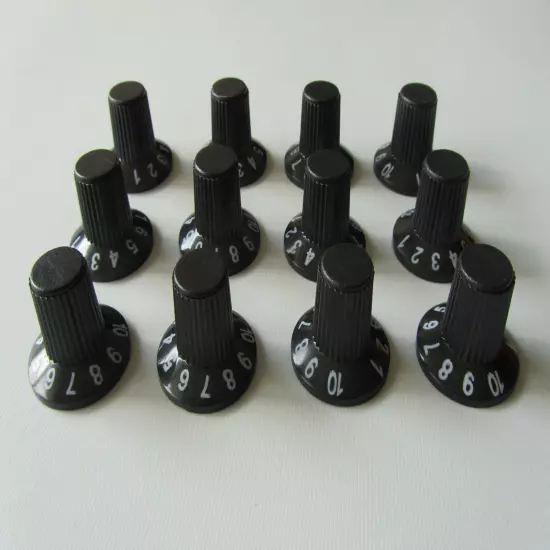 12x Guitar AMP Knob Amplifier Skirted Knobs Black w/ Black Top for Fender