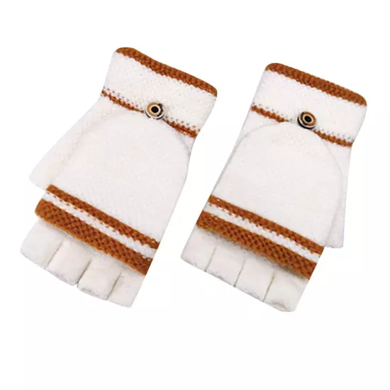 Winter Knitted Flip Gloves For Men And Women Adult Fingerless Reverse Cover Warm