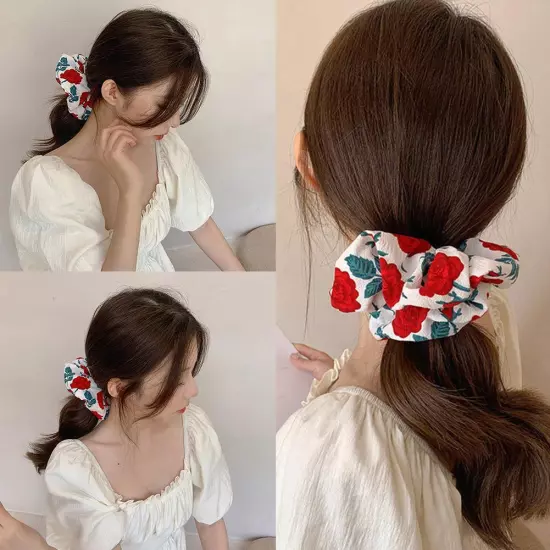 Floral Printed Hair High Elastic Large Intestine Hair Ring G4P3 ио