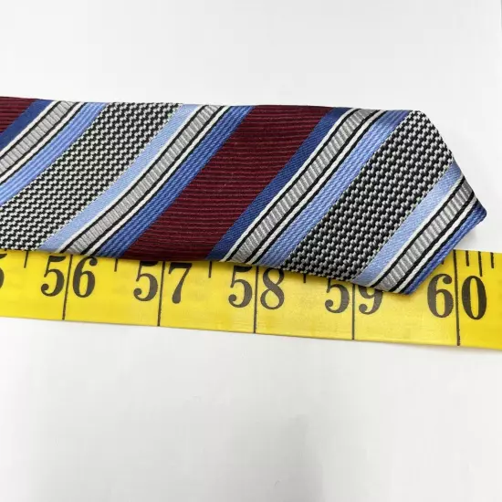 Joseph & Feiss Blue Red Necktie Silk Repp Regimental Tie 3" x 60"