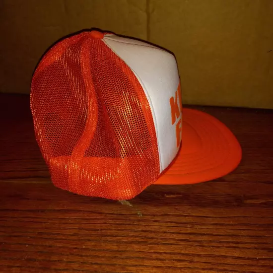 Vintage Keller Farms Farming Cap Hat Trucker Orange White Mesh Adjustable