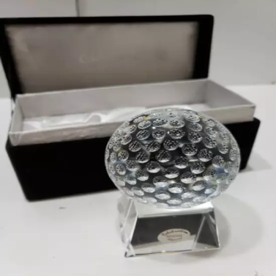 Waterford Celebrations Crystal Golf Ball 2.5" Diameter With Stand in Box 