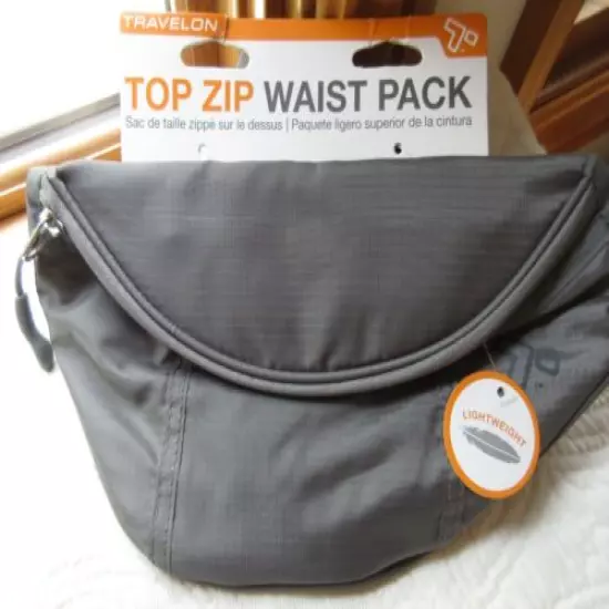 TRAVELON TOP ZIP WAIST PACK NWT GRAY LIGHTWEIGHT INTERIOR ZIP POCKET WELL MADE