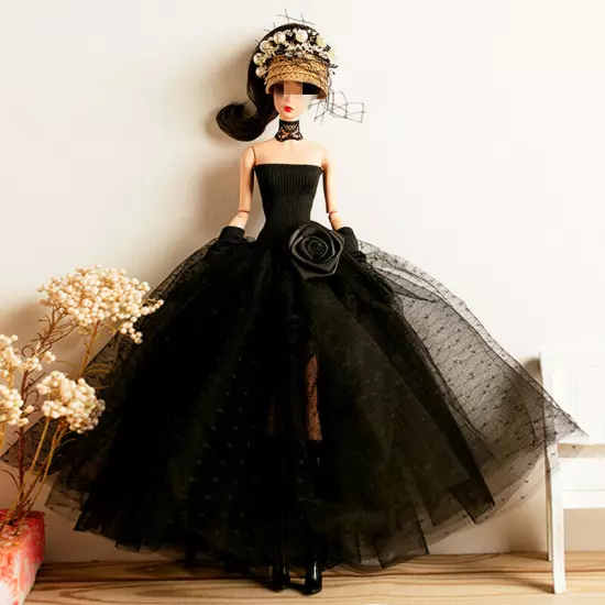 Black Style 1/6 Doll Clothes Handmade Wedding Dress 11.5" Dolls Outfits Gown Toy