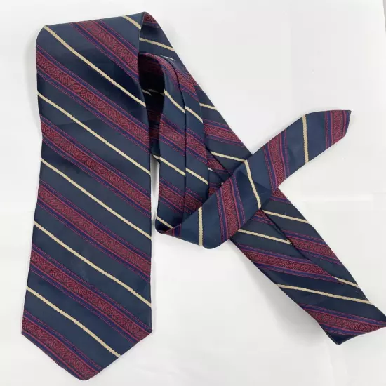 Geoffrey Beene Blue Red Striped Regimental Repp Silk Tie 3" x 57"