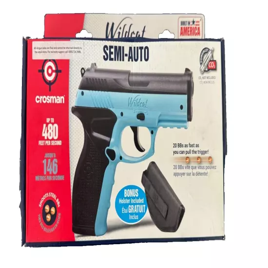 Crosman P10 Wildcat Blue .177 Caliber Semi-Auto CO2 Air Pistol Kit, 480fps