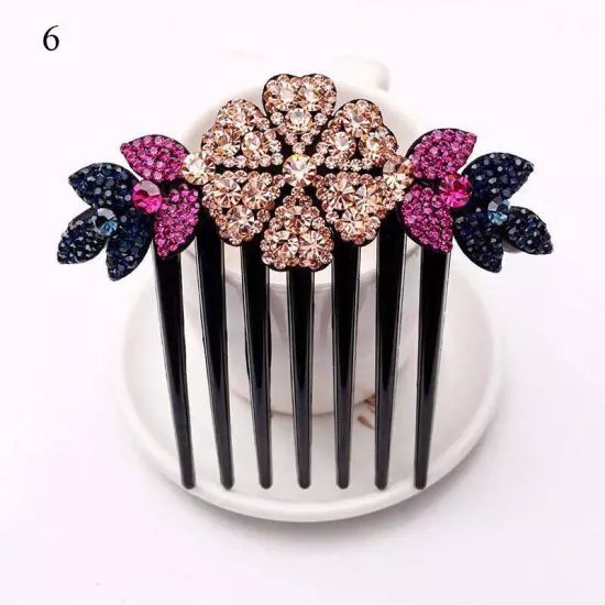 Crystal Flower Hair Comb Clip Shiny Rhinestones Hairpins Women Hair Accessories*