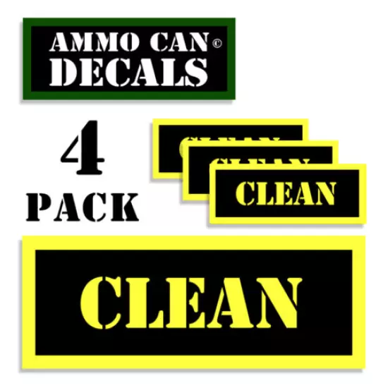 Clean Ammo Can Label Ammunition Case stickers decals 4 pack YW MINI 1.5in