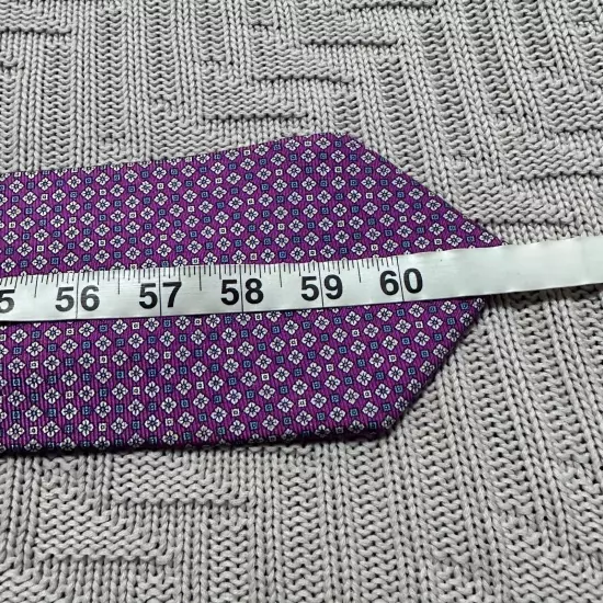 Brooks Brothers purple geometric floral print Italian silk tie