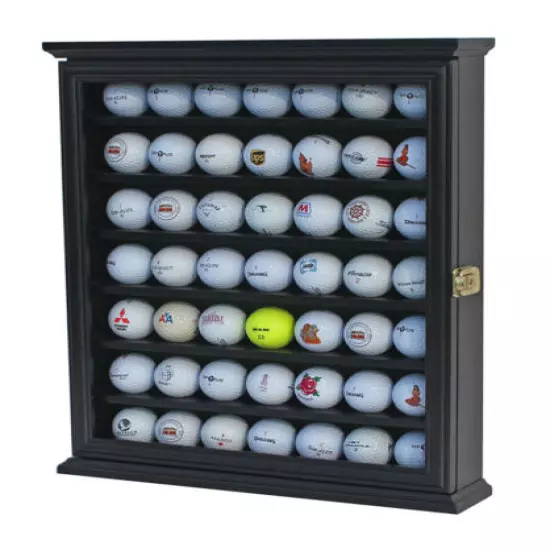 49 Golf Ball Display Case Rack Cabinet with REAL Glass Door, Solid Wood, Lock