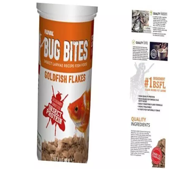  Bug Bites Goldfish Fish Food, Flakes for Small to Medium 3.2 Ounce (Pack of 1)