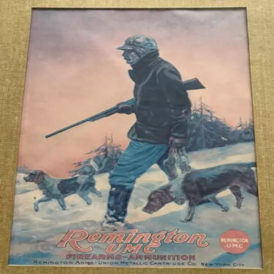 Framed Signed Vintage Remington UMC Advertising Poster