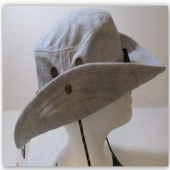 Men's Linen Boonie Bucket Hat with Black Cord - Goodfellow & Co Gray M/L