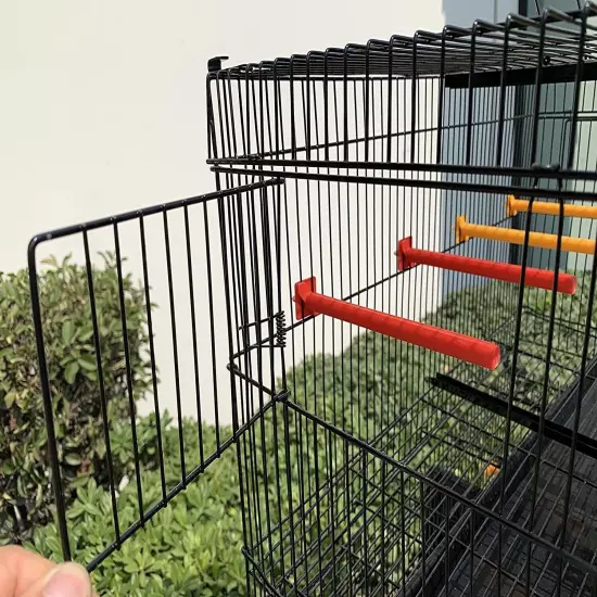 Set of 4 Stackable Breeding Bird Cage for Canary Finch Black