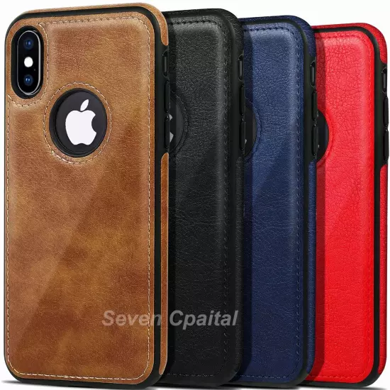 For iPhone X XR Xs Max Shockproof Leather Premium Slim Case Non-Slip Grip Cover