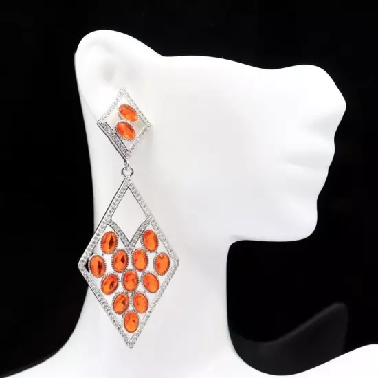 Stunning Orange Spessartine Garnet Females Daily Wear Silver Earrings 