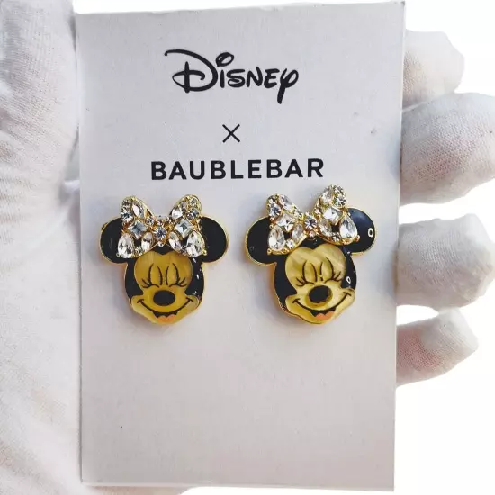 Disney x BaubleBar Minnie Stud Earrings w Rhinestone Bow NIP