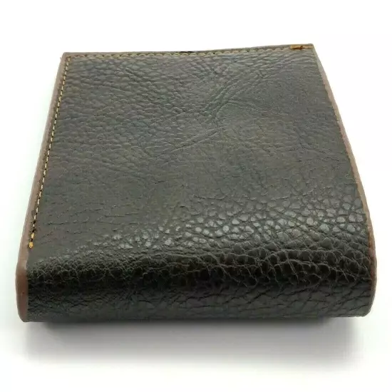 Men Leather Bi-Fold Wallet Brown Textured