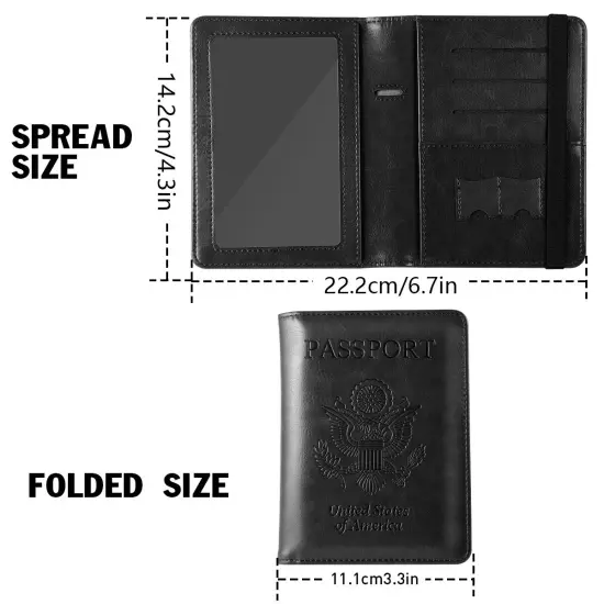 Slim Leather Travel Passport Wallet Holder RFID Blocking ID Card Case Cover US