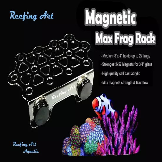 Reefing Art Magnetic Coral Frag Rack Strong Magnets Holds Up to 41 Plugs