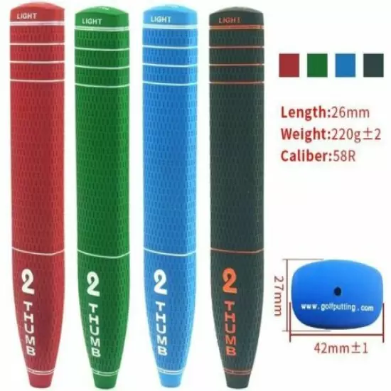 Golf Grip Rubber Club Flat 2 Thumb Putter 4 Colors Standard Size Men and Women