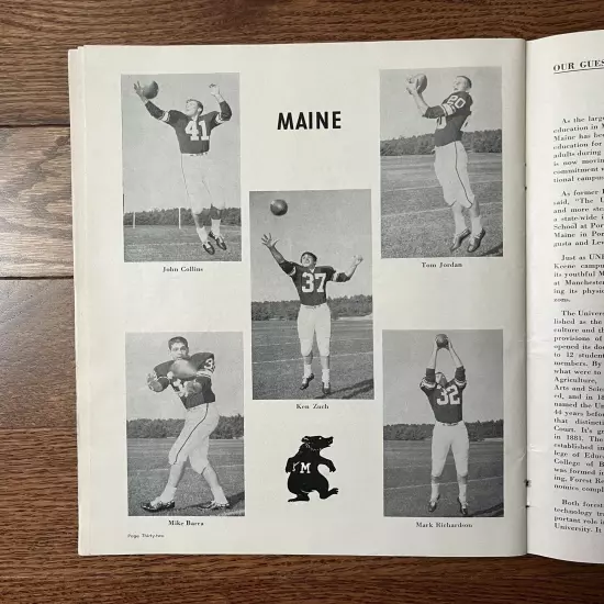 Vintage 1963 College Football Program - New Hampshire / Maine