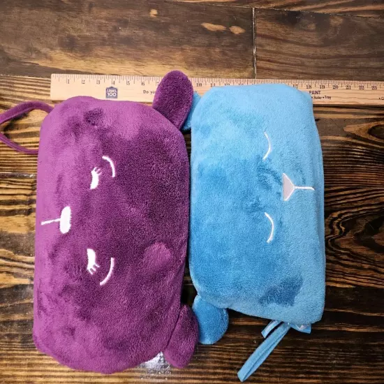 Lot Of Two Lug Nap Sac Travel Blanket and Inflatable Pillow Purple & Blue Ucb