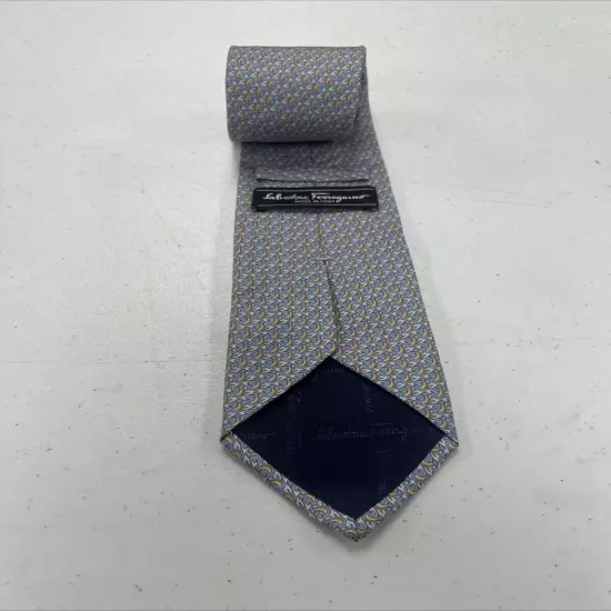 Salvatore Ferragamo Men's Light Blue & Gray Geometric Silk Neck Tie $295