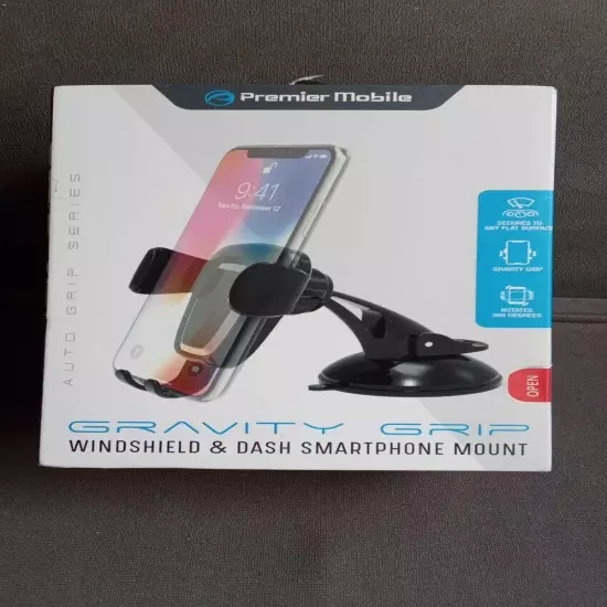 Gravity Grip Windshield and Dash Smartphone Mount, Rotates 360 Degrees