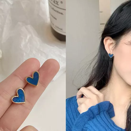 Sweet Heart Stud Earrings For Women Girls Enamel Earrings Mini Ear Studs Trendy