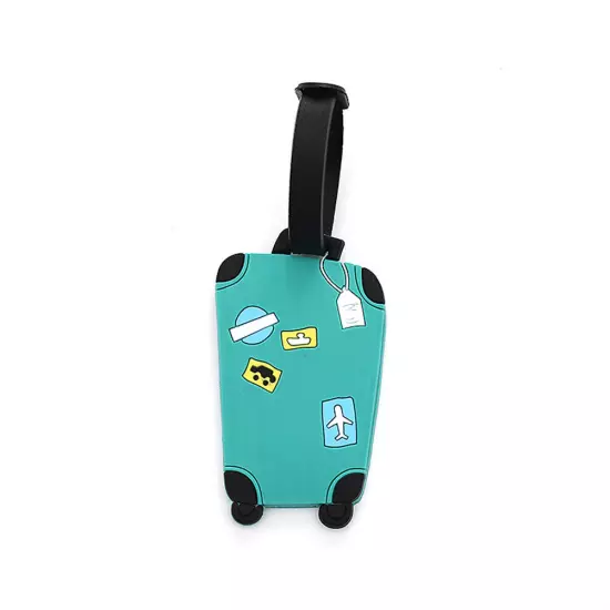 Set of 1 (2 tags) Luggage shaped Suitcase Travel Tags - Blue Red Teal Green Grey