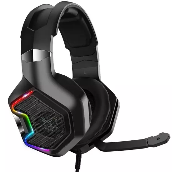 Gaming Headset with Breathing RGB LED Light Effect Headset Noise Cancel