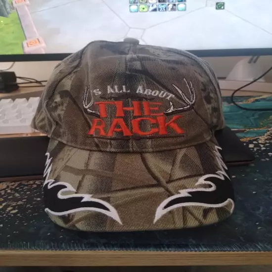 Vintage It's All About The Rack Camo Hunting Adult Adjustable Cap Hat