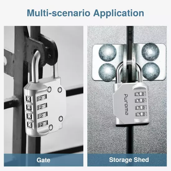 Outdoor Waterproof Padlock 4-Digit Combination Locks, 2-Pack