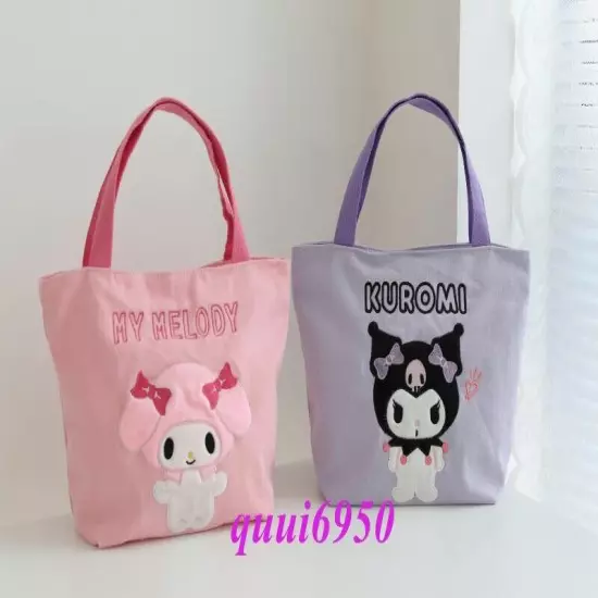 Women Girl My Melody Cinnamoroll Kuromi Handbag Tote Canvas Lunch Storage Bag