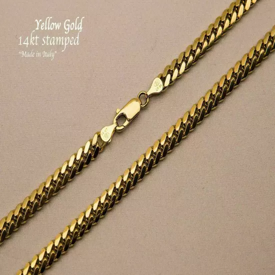 14k Solid Yellow Gold Miami Cuban Link Chain Necklace 5mm Size 7"-30"