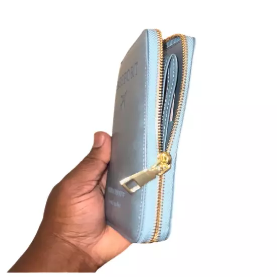 Passport Boarding Pass Credit Card Travel Wallet for Men and Women (Light Blue)