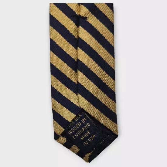 NEW With TAGS - Mens Brooks Brothers Makers Gold & Blue Tie Pure Silk 58" Length