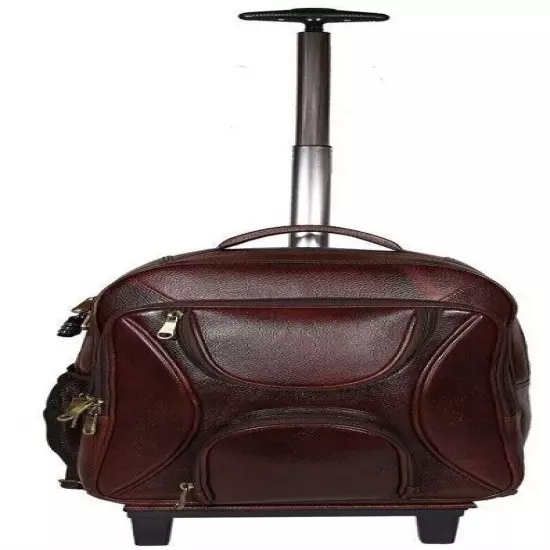 TOP GRAIN REAL LEATHER BACKPACK TROLLEY TRAVEL ROLLER CASE CABIN CHECKIN BACKPAC