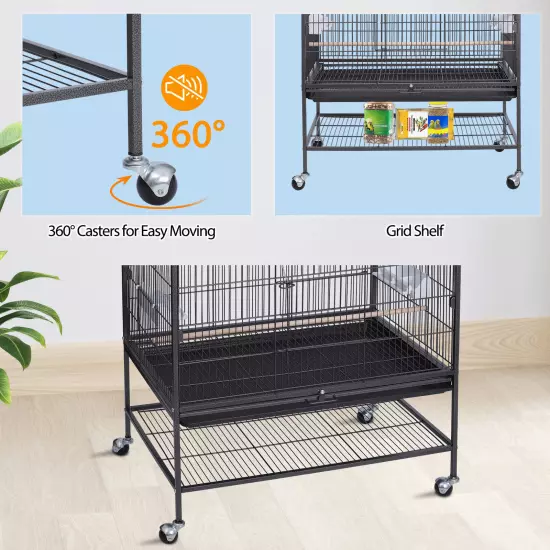 Multiple Sizes Rolling Bird Cage for Small Parrot Cockatiel Parakeet Cage Play