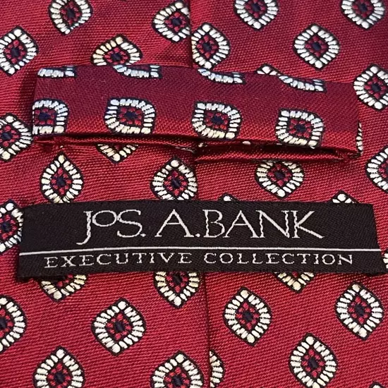 Jos. A. Bank Executive Collection Red Blue 100% Silk Mens Neck Tie Made In China