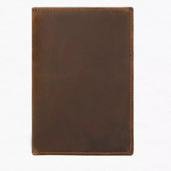 passport holder wallet purse cow Leather card pouch Bifold Ticket bag brown H769