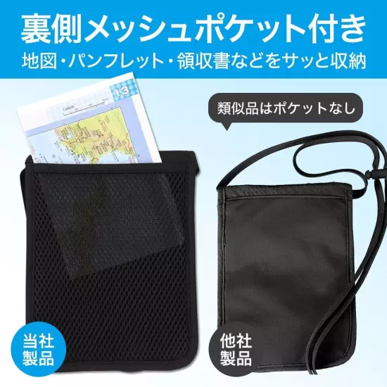 Passport Case Neck Hanging Anti-skimming Travel Passport Cover Pouch (Black)