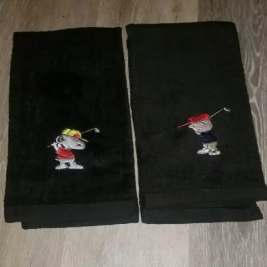 Snoopy & Charlie Brown Embroidered Golf Bag Towel Set 16x26 