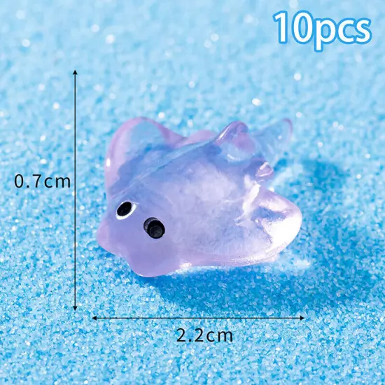 10Pcs Cartoon Mini Cute Manta Ray Mini Ornaments Aquarium Fish Tank Decoratio Sn