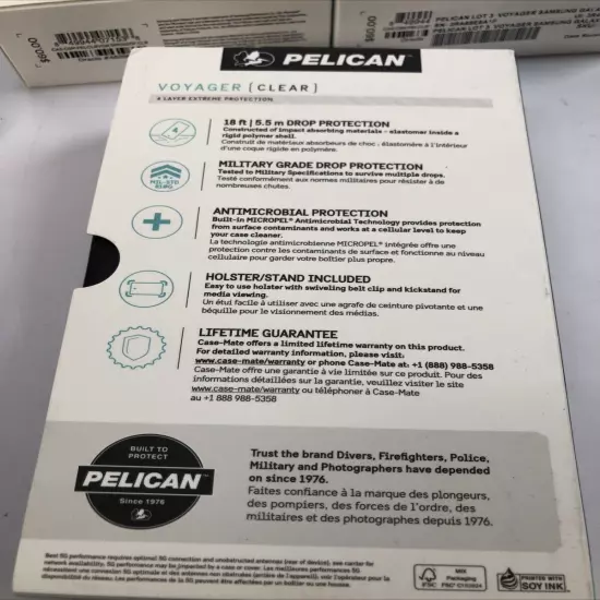 Lot of 3 - Pelican Voyager Samsung Galaxy S20 FE 5G Cases (Clear) NEW