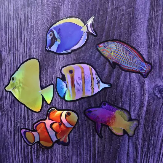 12-Pack Reef Tank Fish Corals Stickers Holographic Shiny Coral for Luggage La...